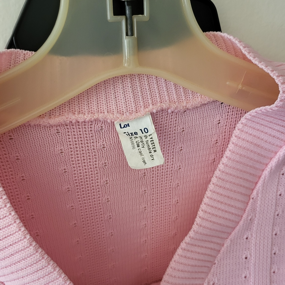 Vintage Pink Knit Short Sleeve Top and Skirt Set - Picture 4 of 10